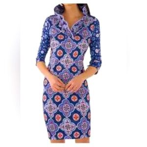 NWOT GRETCHEN SCOTT sM dress-colors will go into Fall-above knee-ruffle collar